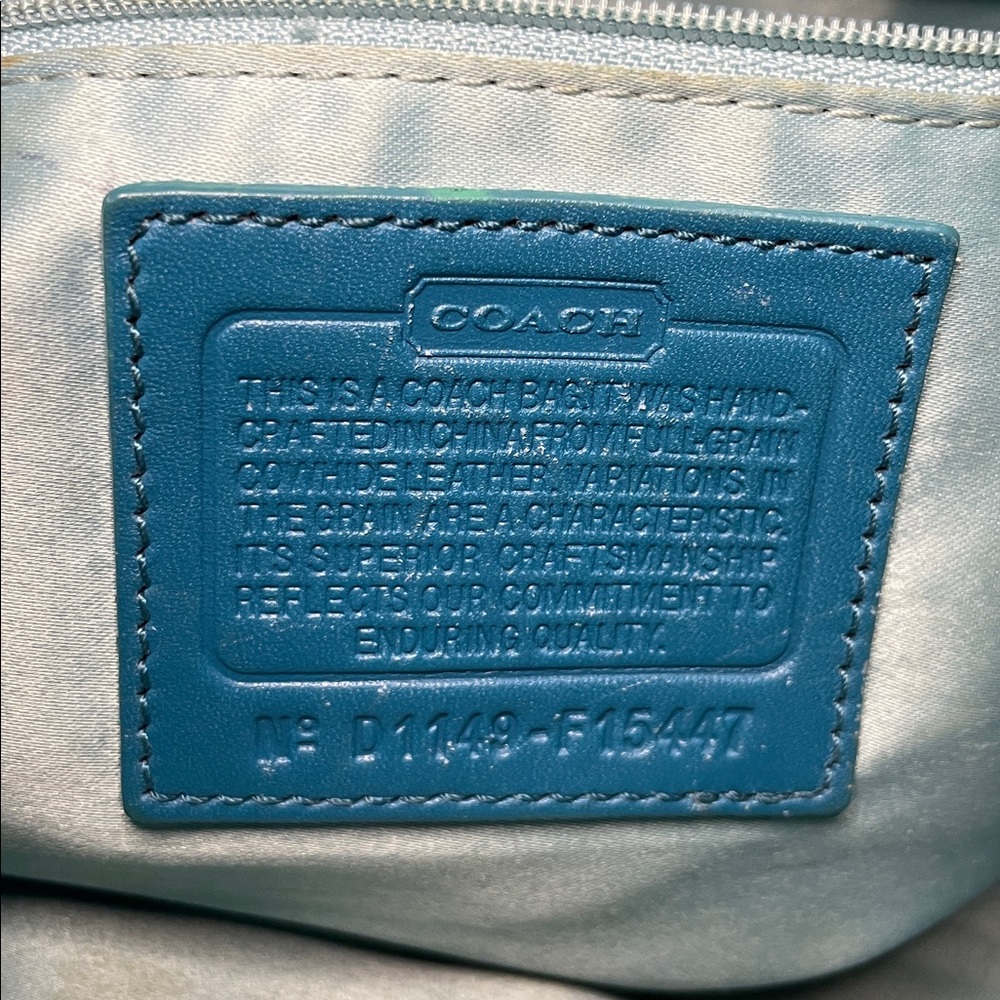🎉HP🎉Coach Aqua Blue Teal Leather Satchel - Picture 9 of 14